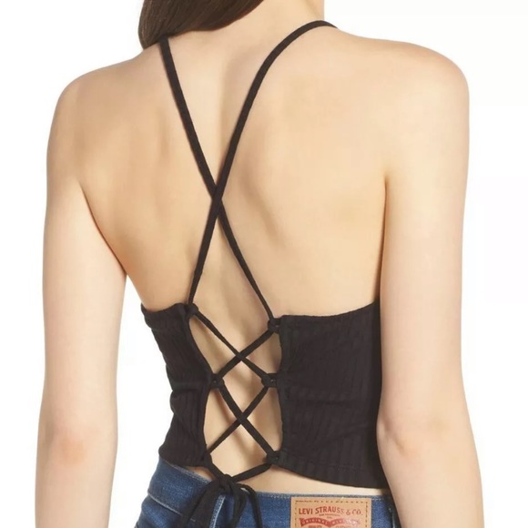 Lush Black Ribbed Tank Top • Size XL - Picture 2 of 6